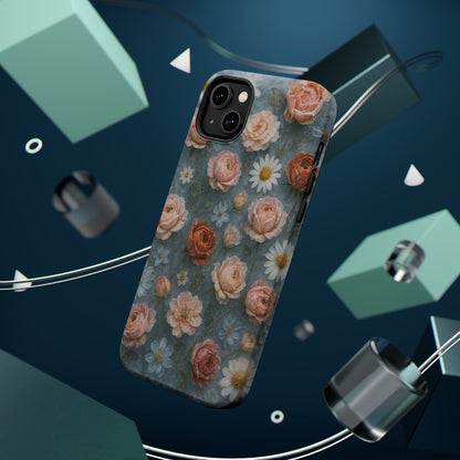 Frozen Floral Vintage Roses & Daisies iPhone Case with MagSafe compatibility  Shamo's