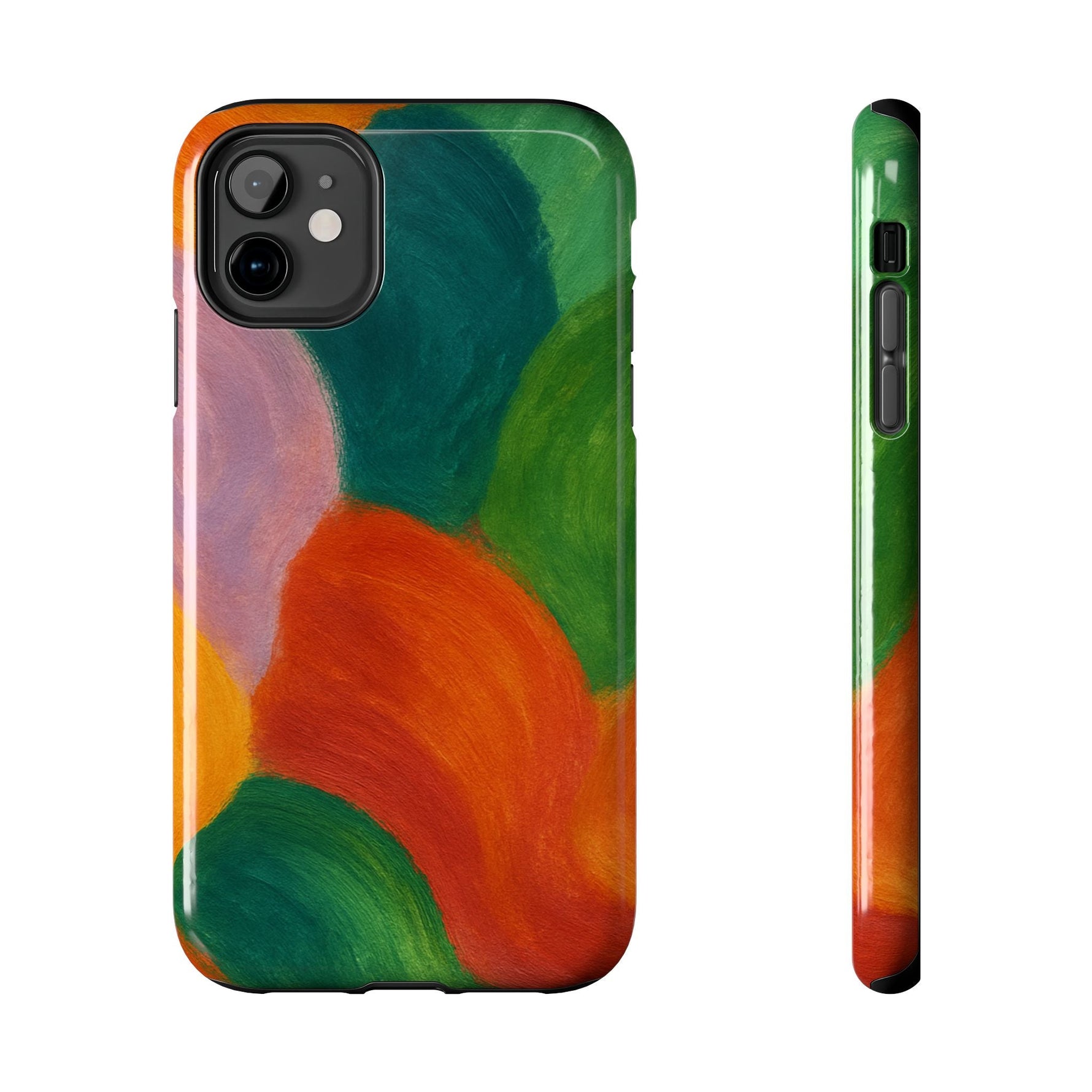 Abstract Color Wave Tough Phone Case — Bold Orange & Green Protective Phone Cover  Shamo's iPhone 11