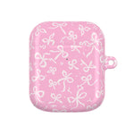 Pink Bow Pattern AirPod Case — Cute Floral Bow Protective Case