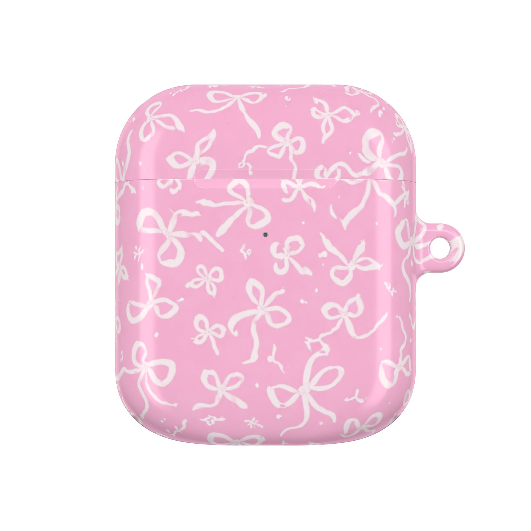 Pink Bow Pattern AirPod Case — Cute Floral Bow Protective Case