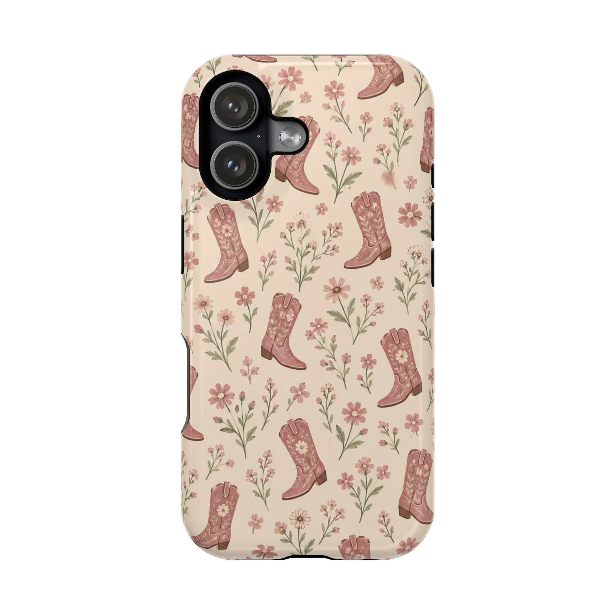 Floral Boots MagSafe Phone Case, glossy iPhone 17, rear view