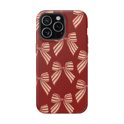 Holiday Red Bow iPhone Case — Impact‑Resistant iPhone Cover with MagSafe compatibility