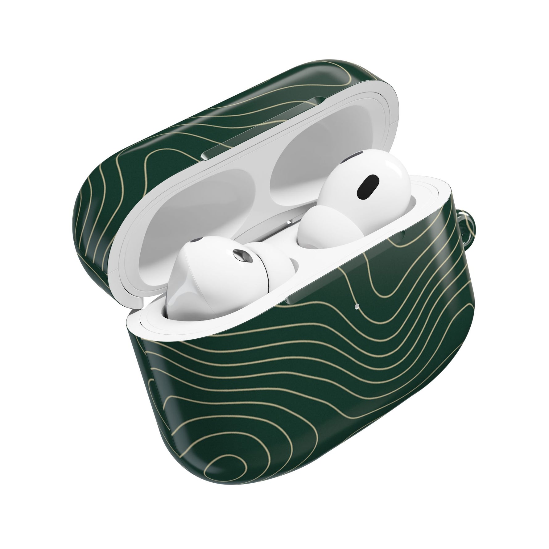 Topographic Green AirPod Case, Minimal Contour Design