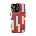Retro Geometric Magnetic MagSafe Compatible Impact Phone Case — Bold Red & Terracotta Pattern