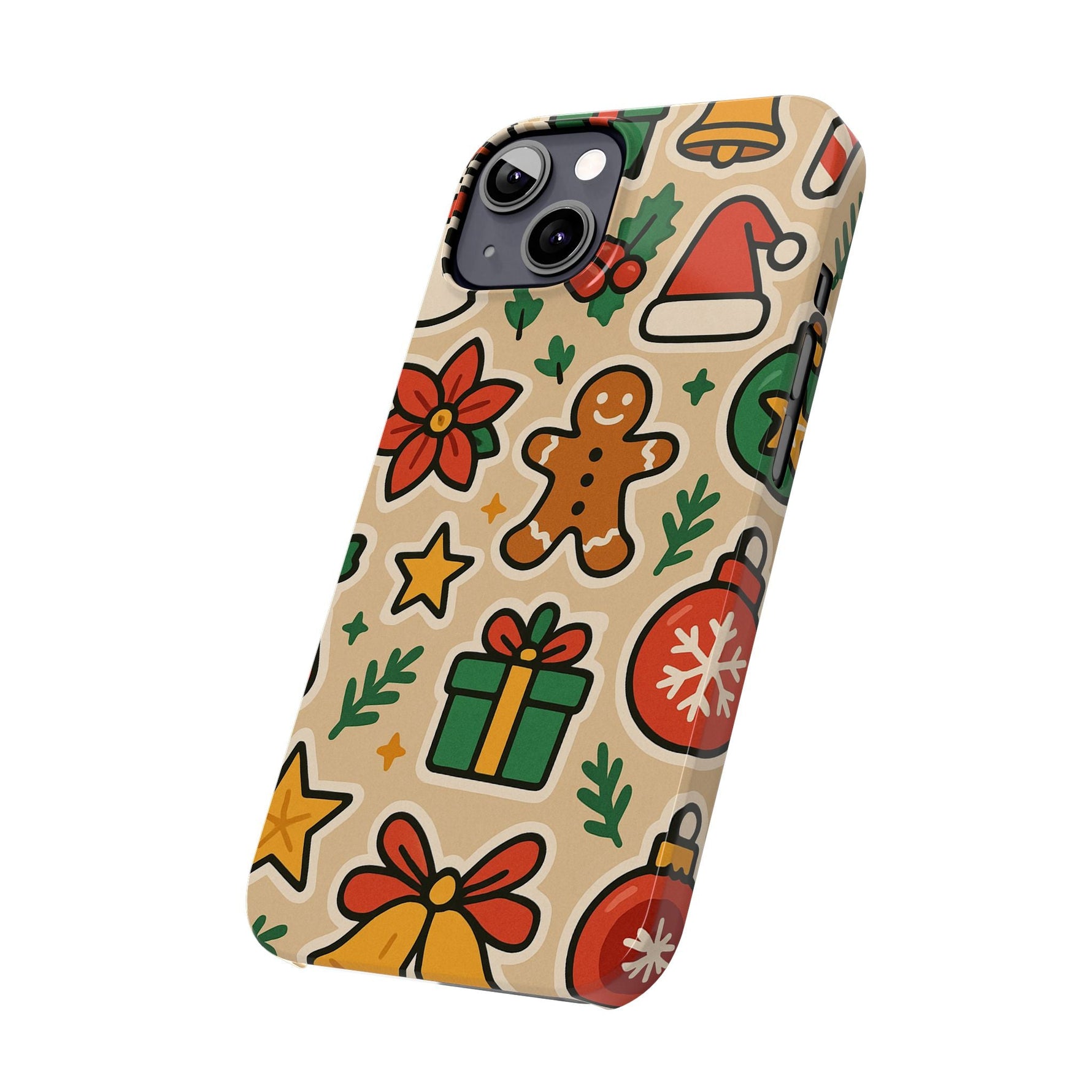 Holiday Pattern Slim iPhone Case — Gingerbread, Santa Hat & Gifts Holiday Design  Shamo's