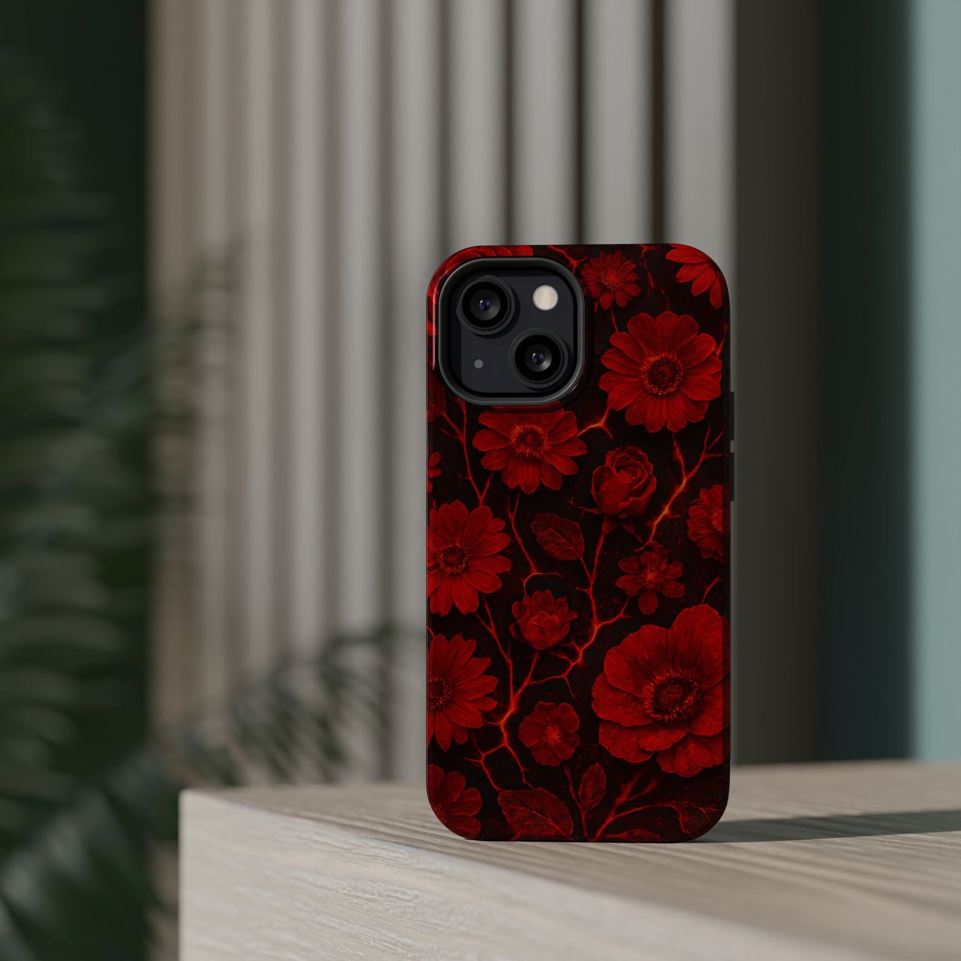 Melted Lava Dark Red Floral iPhone Case — MagSafe Compatible  Shamo's