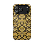 Gold Damask Magnetic Impact-Resistant iPhone Case with MagSafe Compatibility
