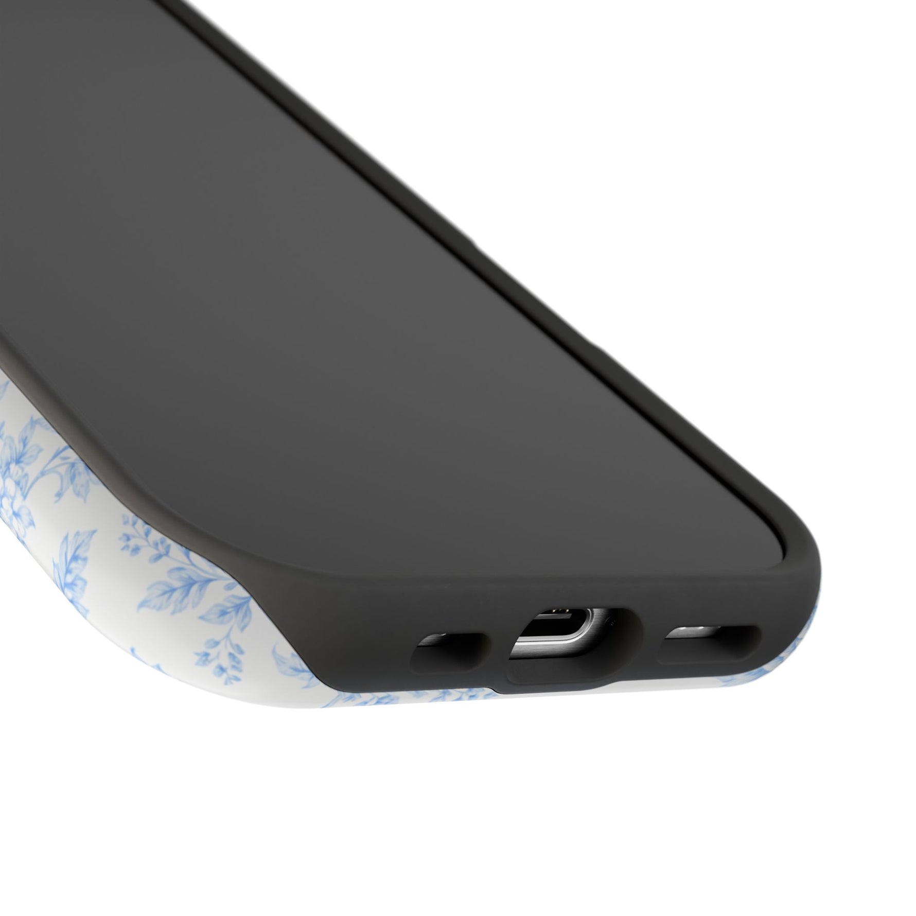 Preppy Look Blue Floral Impact-Resistant Phone Case and MagSafe Compatible