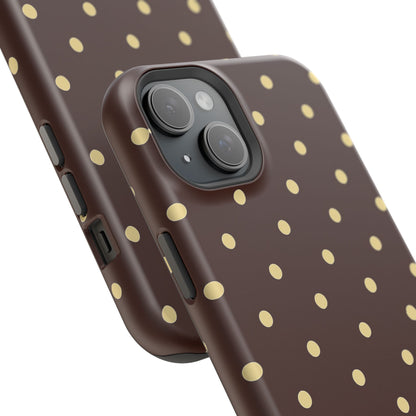 Polka Dot iPhone Case — Brown & Cream Protective Cover with MagSafe compatibility