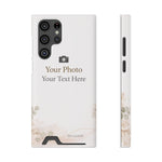 Funda para teléfono personalizable con tarjetero | Añade tu propia foto y texto