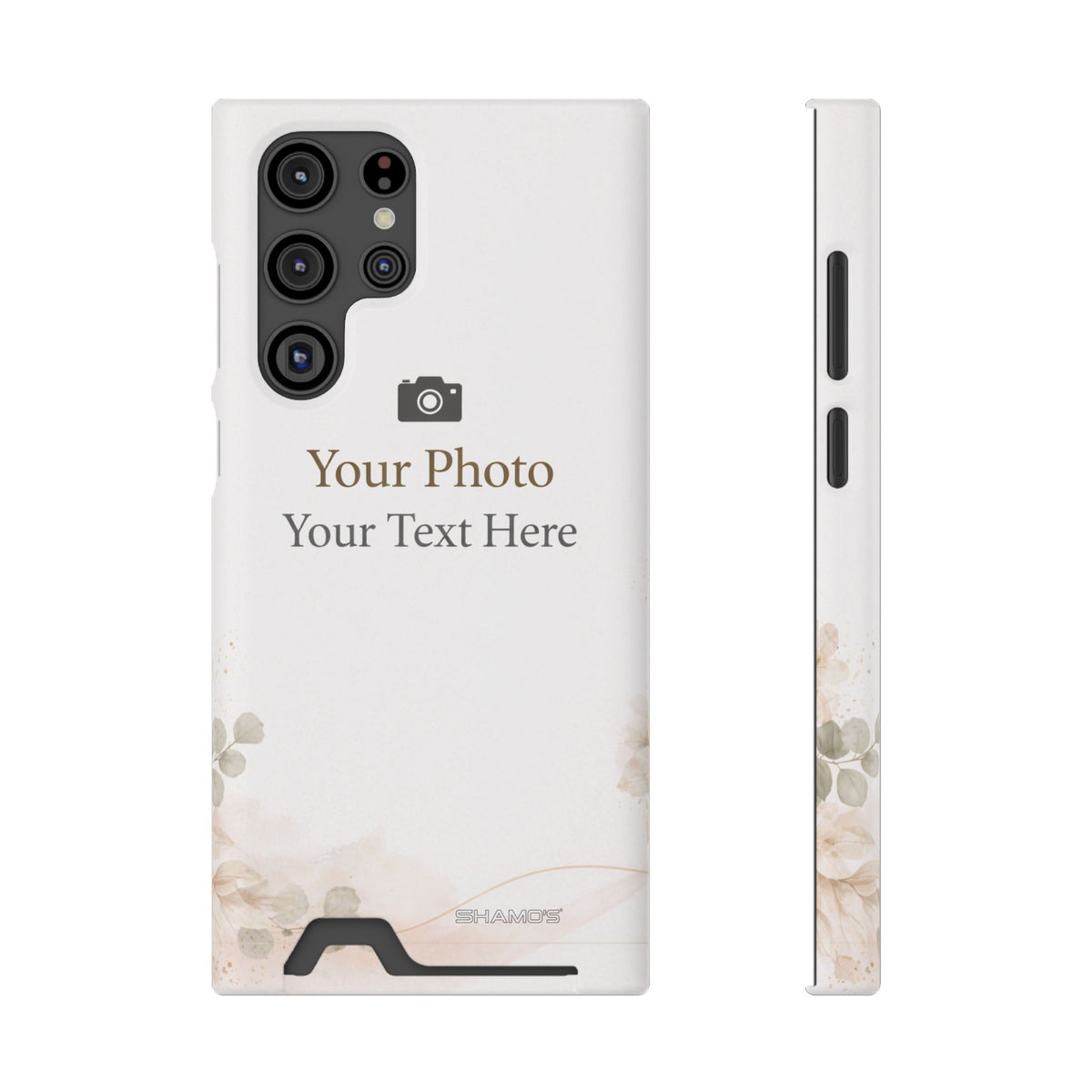 Funda para teléfono personalizable con tarjetero | Añade tu propia foto y texto