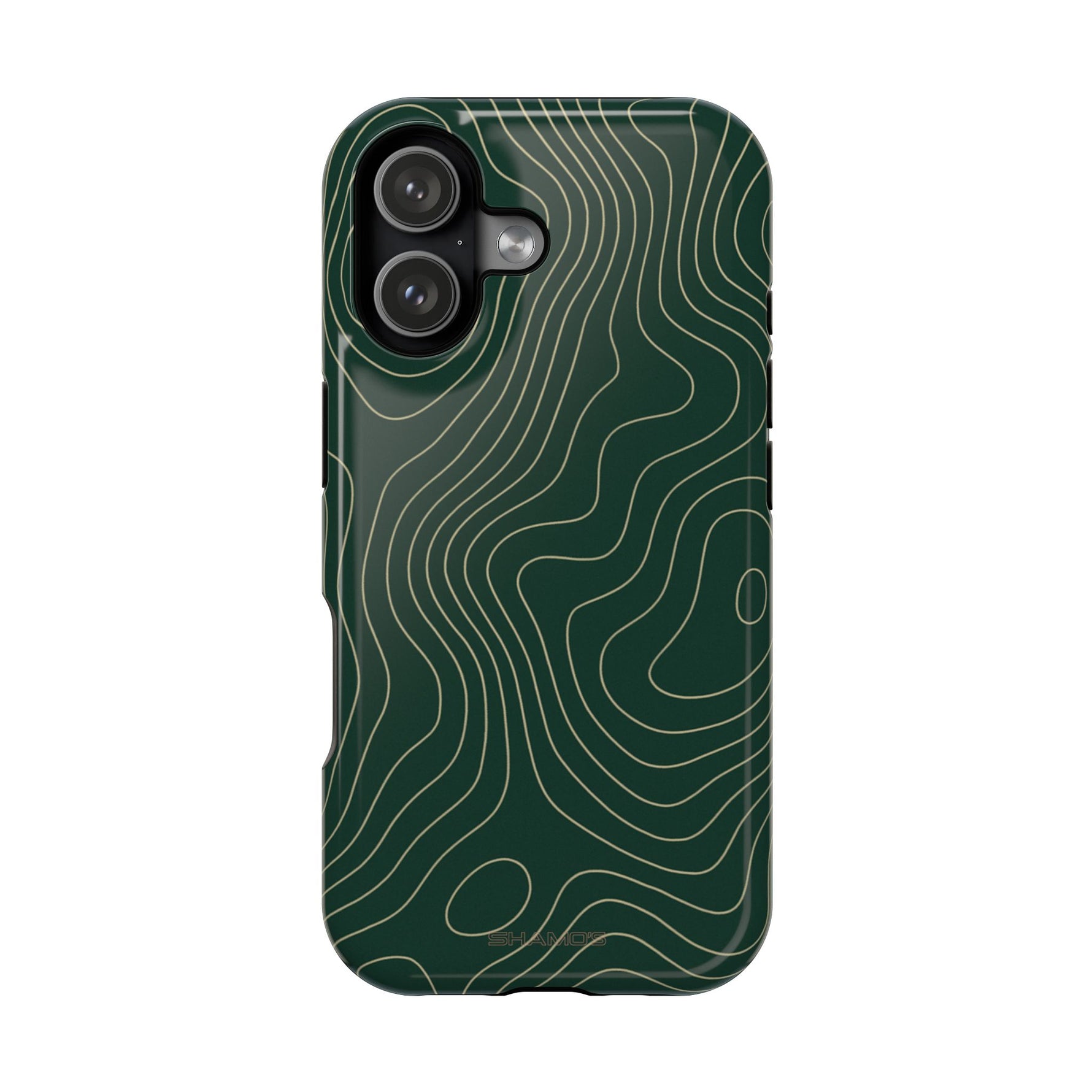 Topographic Green Magnetic Impact-Resistant iPhone Case | MagSafe compatible