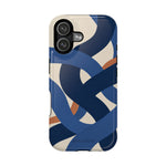 Indigo Loom MagSafe Phone Case – Blue & Ivory Abstract Woven Pattern