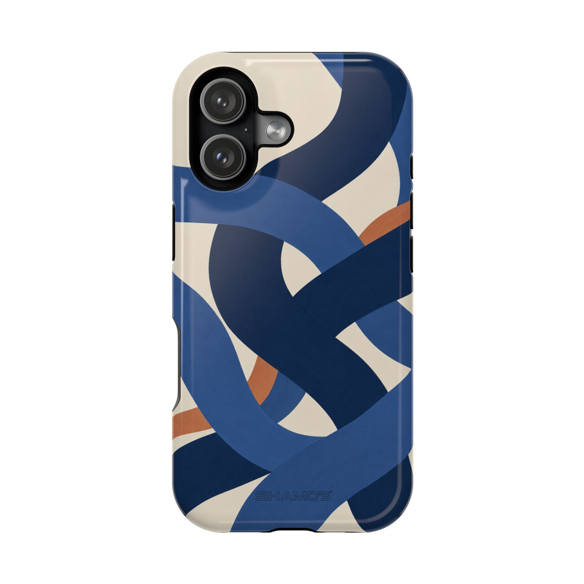 Indigo Loom MagSafe Phone Case – Blue & Ivory Abstract Woven Pattern