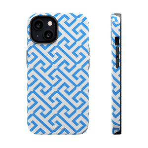 Preppy Blue Geometric MagSafe Compatible Impact Phone Case - iPhone 13 / Glossy - Shamo's