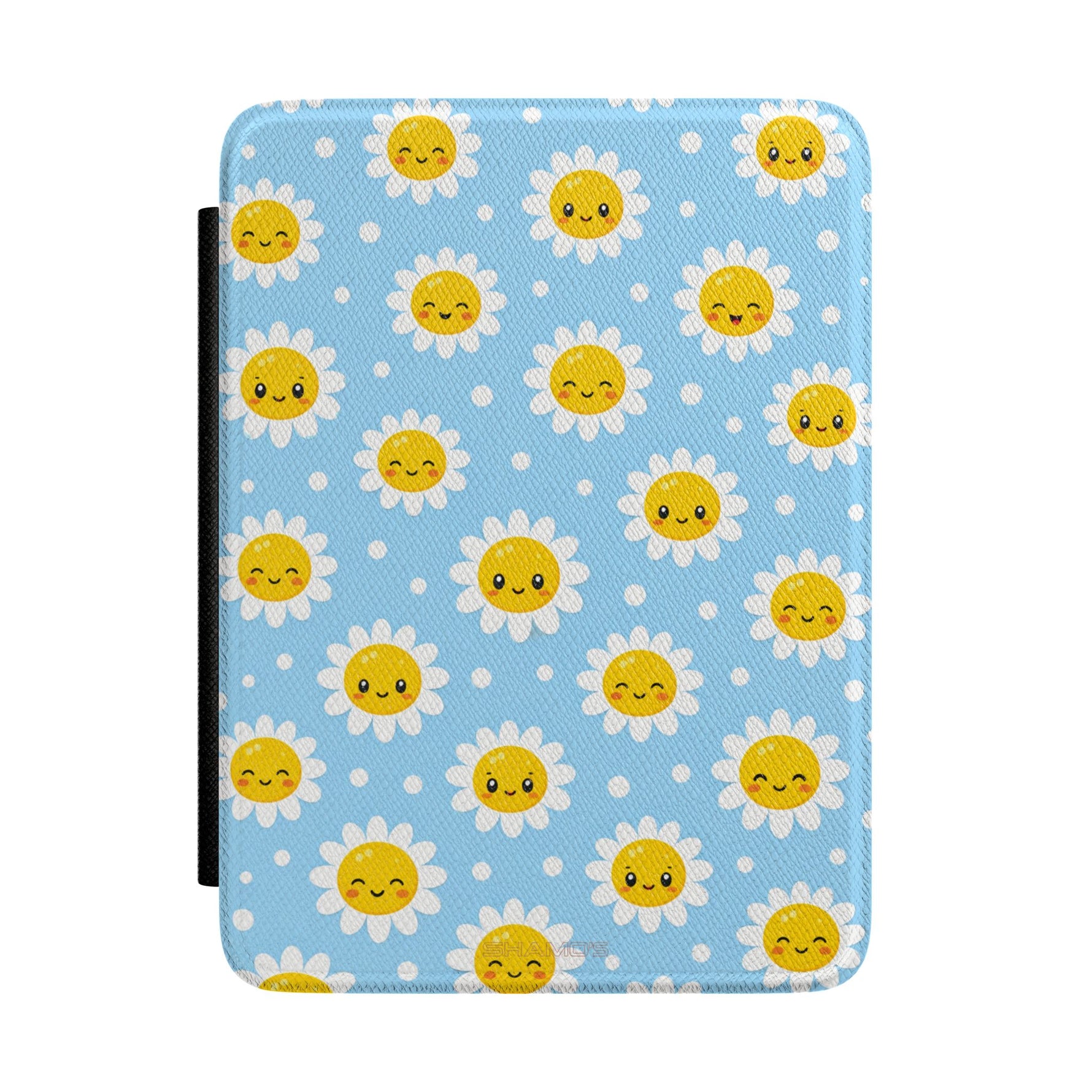 Cute Daisy Sun Kindle Case – Blue Floral E-Reader Cover