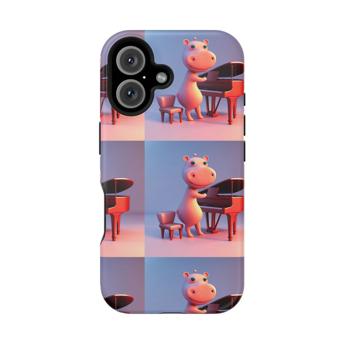 MagSafe Tough Cases with Tiny cute hippo playing a piano