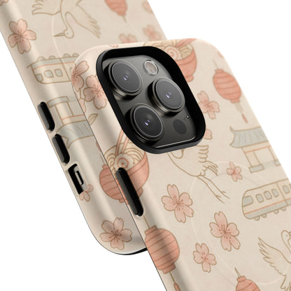 Japan Hand-Drawn Cherry Blossom iPhone Case with MagSafe