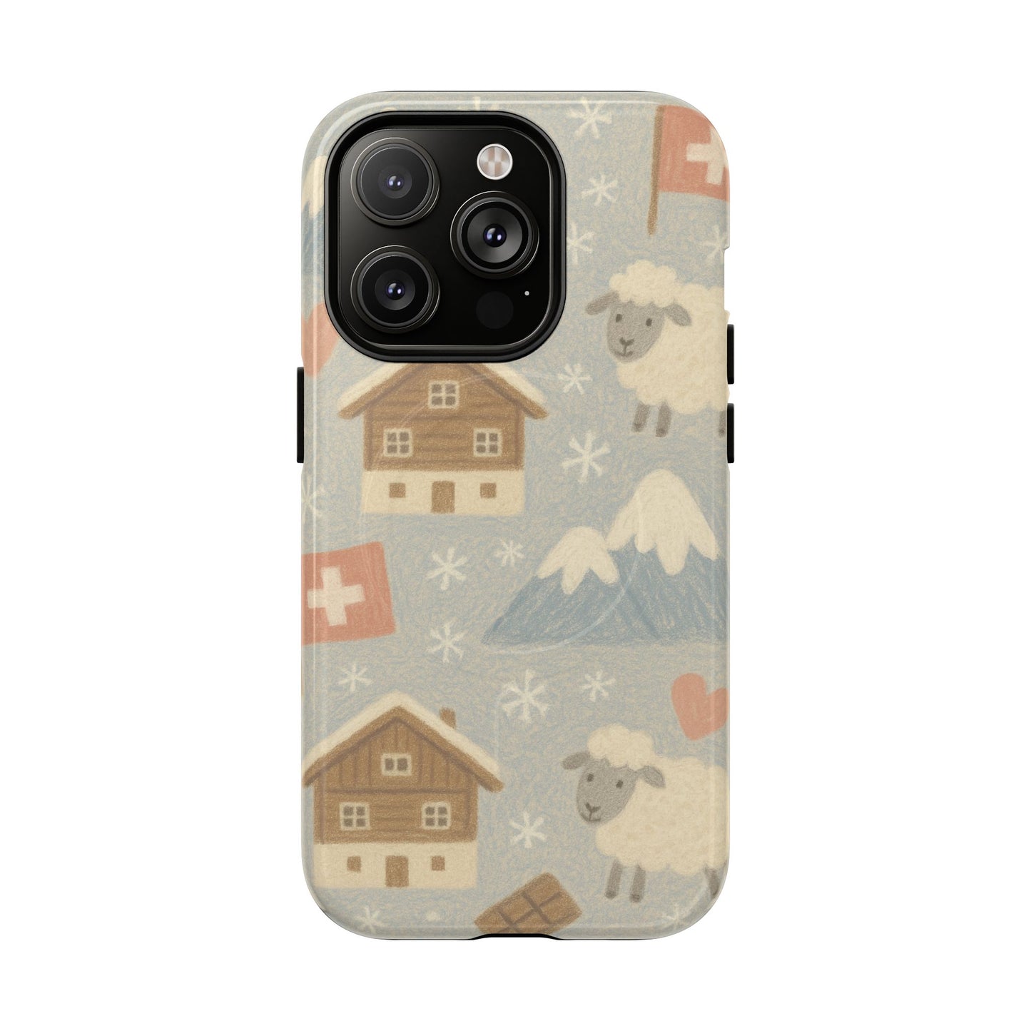 Swiss Chalet Sheep Pattern Tough MagSafe iPhone Case