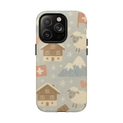 Swiss Chalet Sheep Pattern Tough MagSafe iPhone Case
