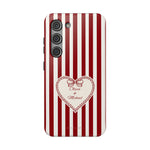 Funda personalizada a rayas — Diseño de corazón rojo y blanco (nombres personalizados)