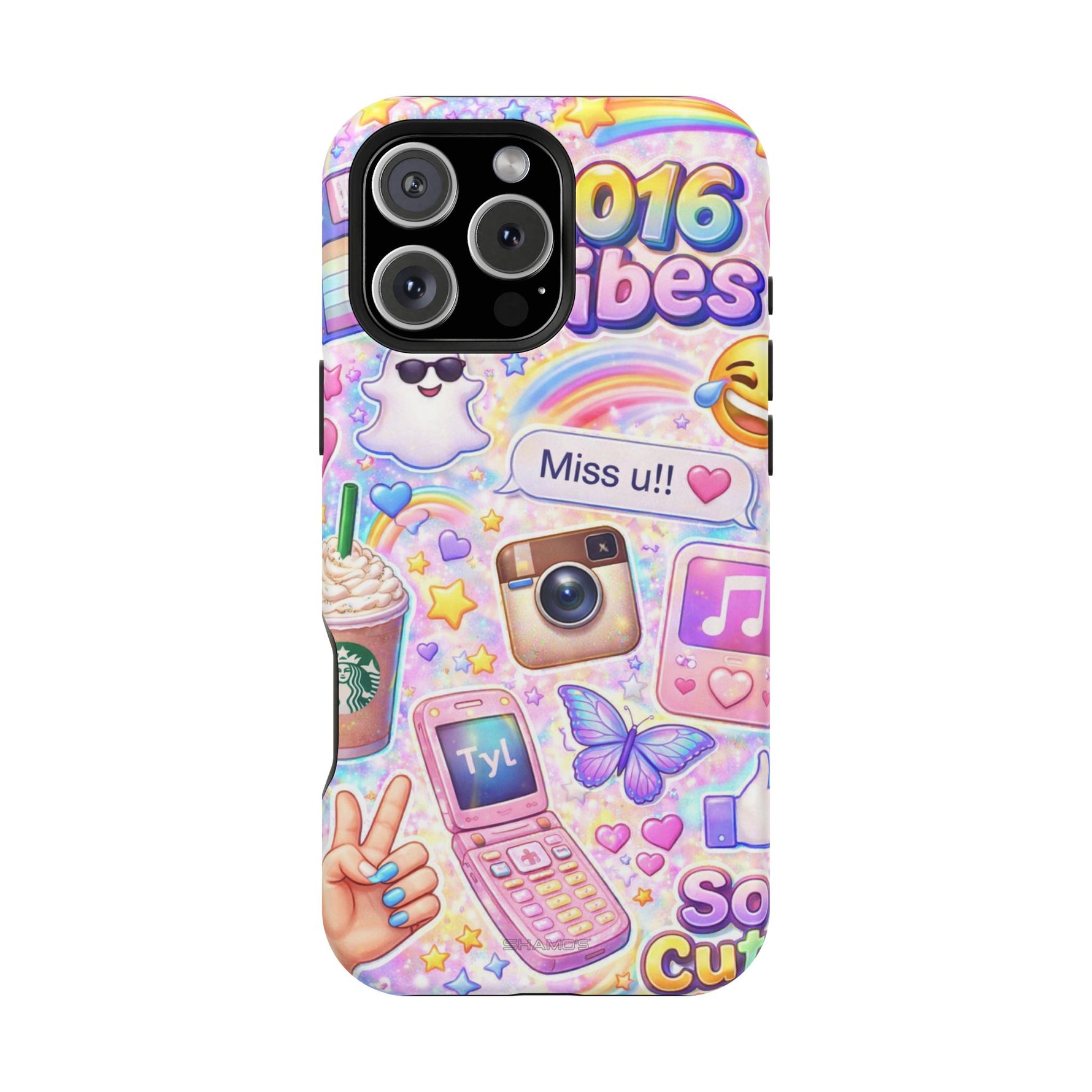2016 Vibes Y2K Sticker Collage Magnetic Impact-Resistant iPhone Case with MagSafe Compatibility