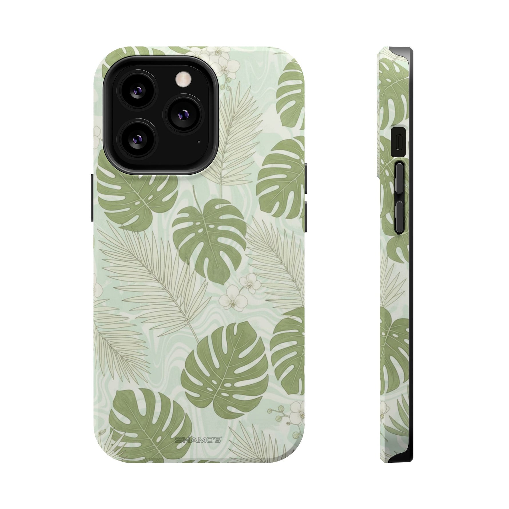Tropical Monstera Phone Case, Impact-Resistant Magnetic iPhone Cover with MagSafe Compatibility