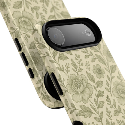Sage Pattern Vintage Floral iPhone Case | Compatible with MagSafe