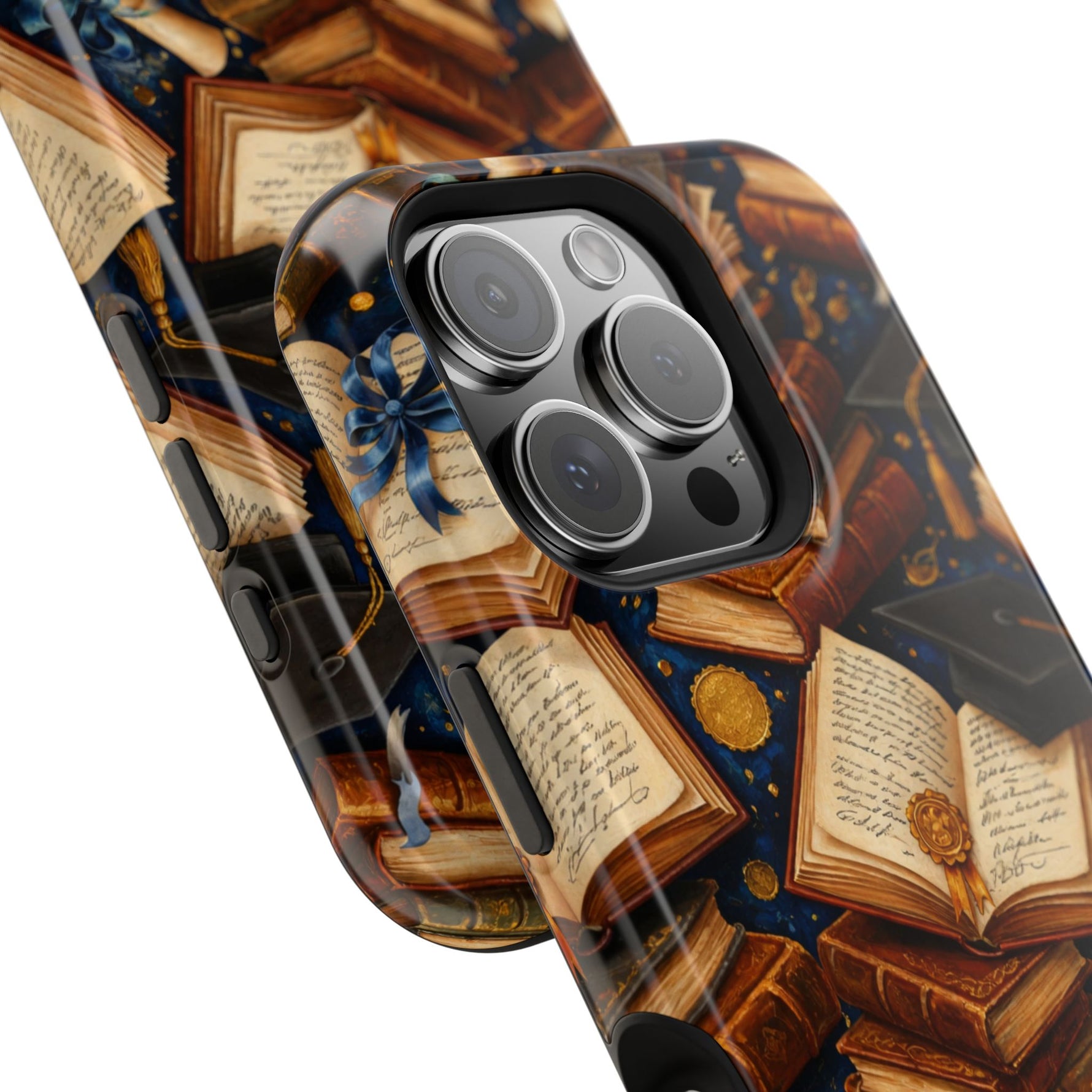 Vintage Books & Graduation Caps MagSafe Phone Case, Impact-Resistant Graduation Gift - iPhone 17 / Glossy - Shamo's