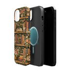 Floral Bookshelf iPhone Case — MagSafe Magnetic, Impact-Resistant