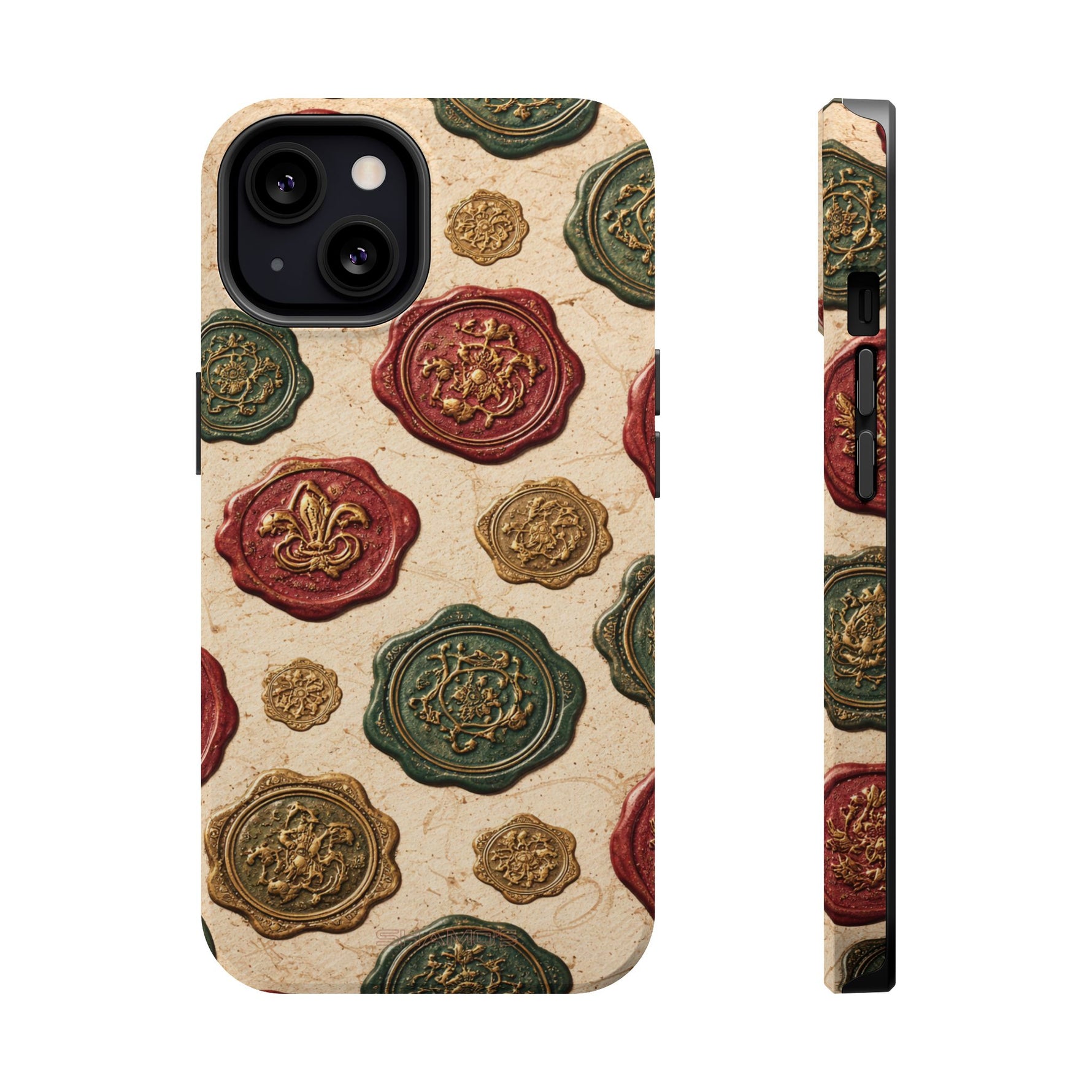 Vintage Wax Seal Pattern Magnetic Impact-Resistant Phone Case with MagSafe Compatibility