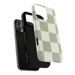 Sage Checkerboard Tough iPhone Case - Compatible with MagSafe - Shamo's