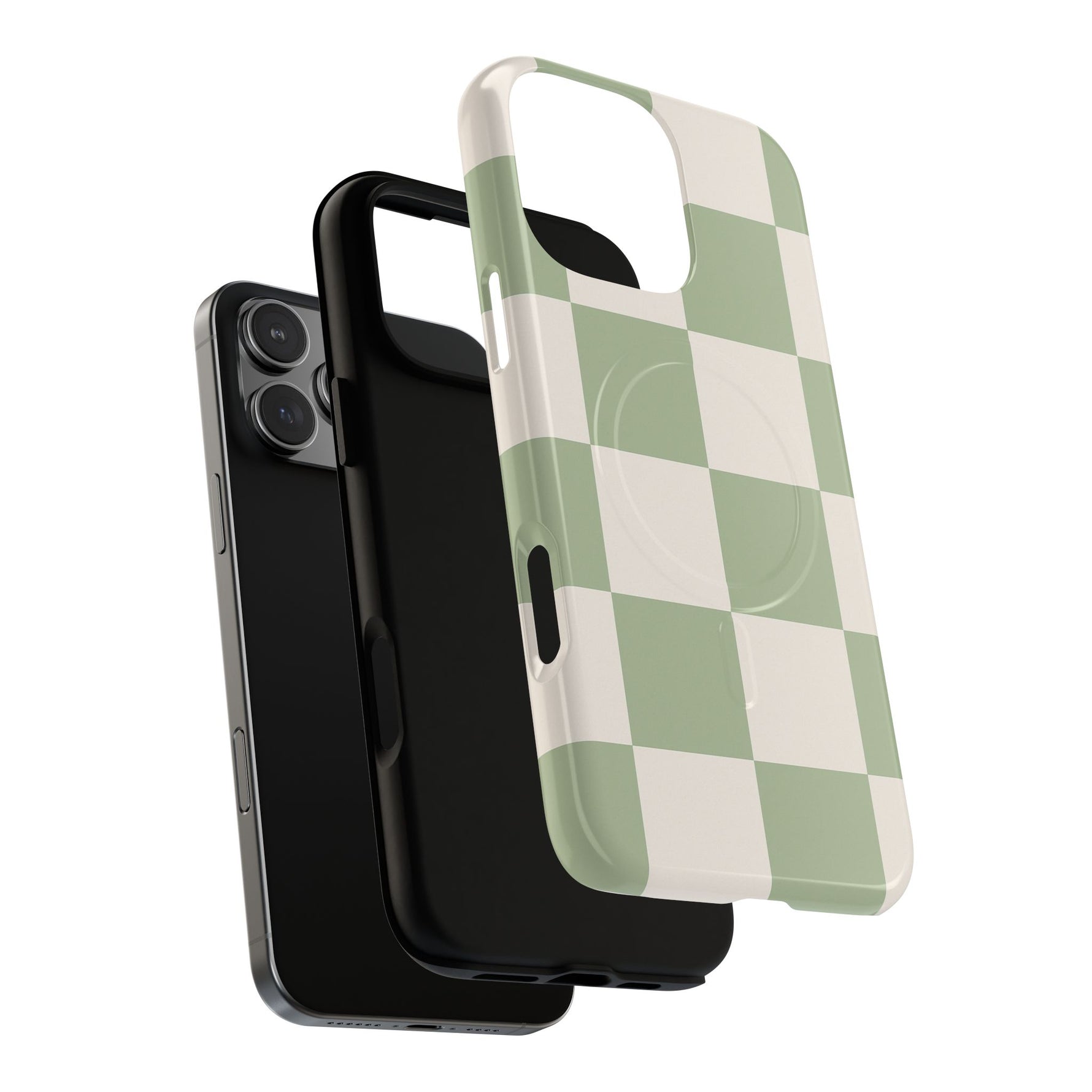 Sage Checkerboard Tough iPhone Case - Compatible with MagSafe - Shamo's