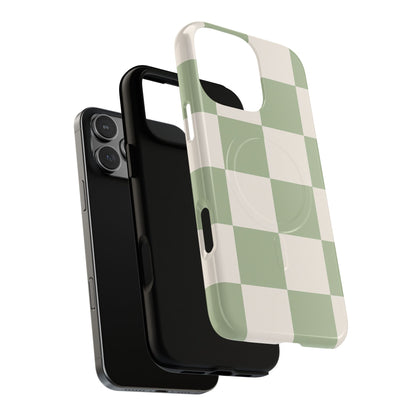 Sage Checkerboard Tough iPhone Case - Compatible with MagSafe