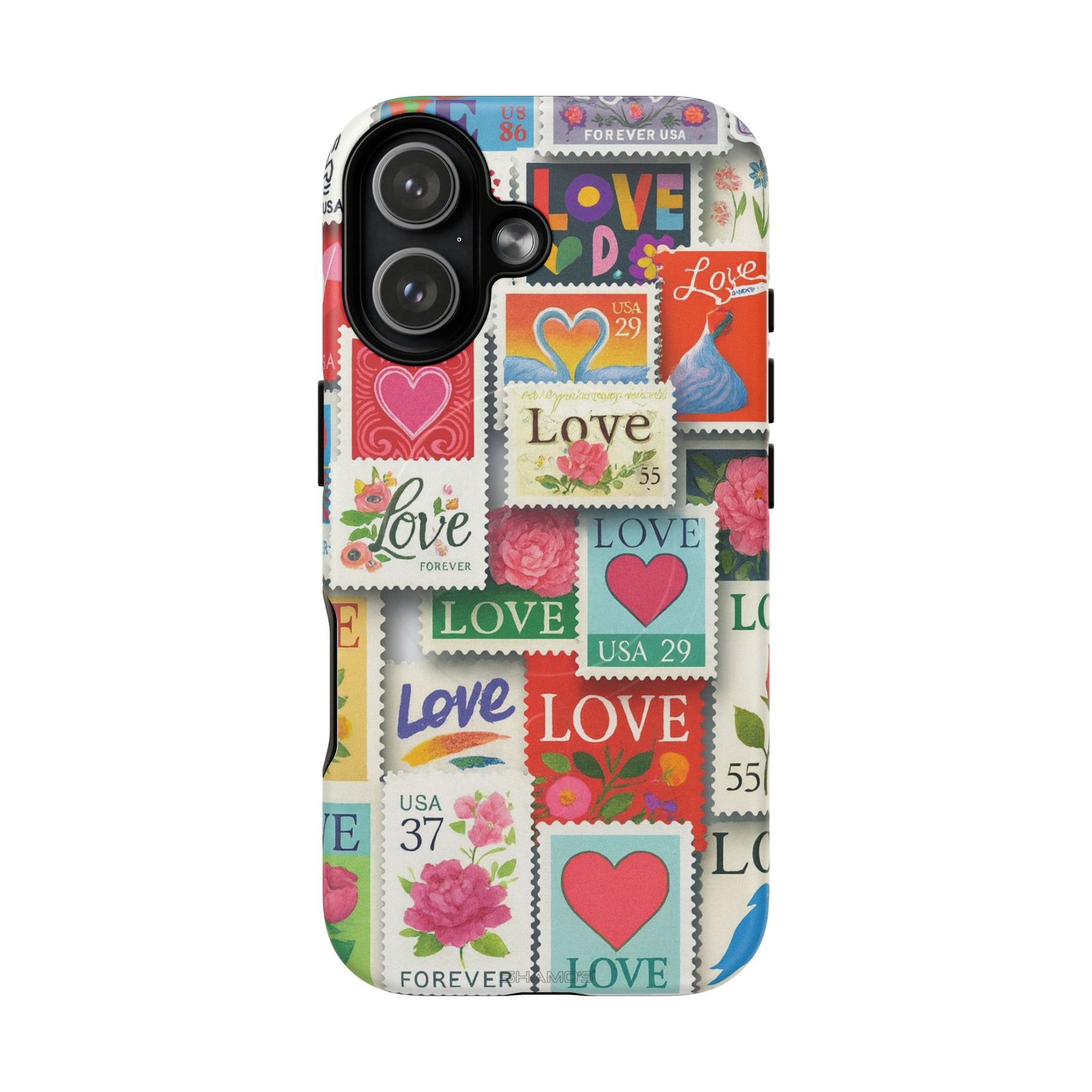 Vintage Romantic Love Stamp iPhone Case | Tough Protection + MagSafe