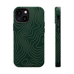 Topographic Green Magnetic Impact-Resistant iPhone Case | MagSafe compatible