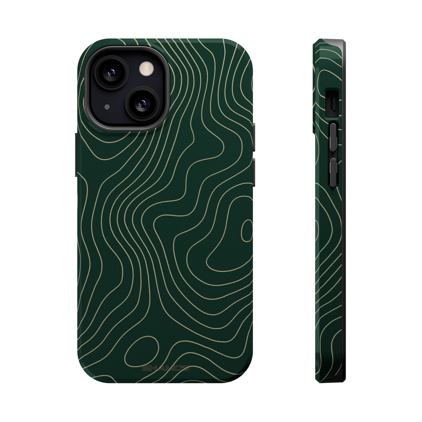 Topographic Green Magnetic Impact-Resistant iPhone Case | MagSafe compatible