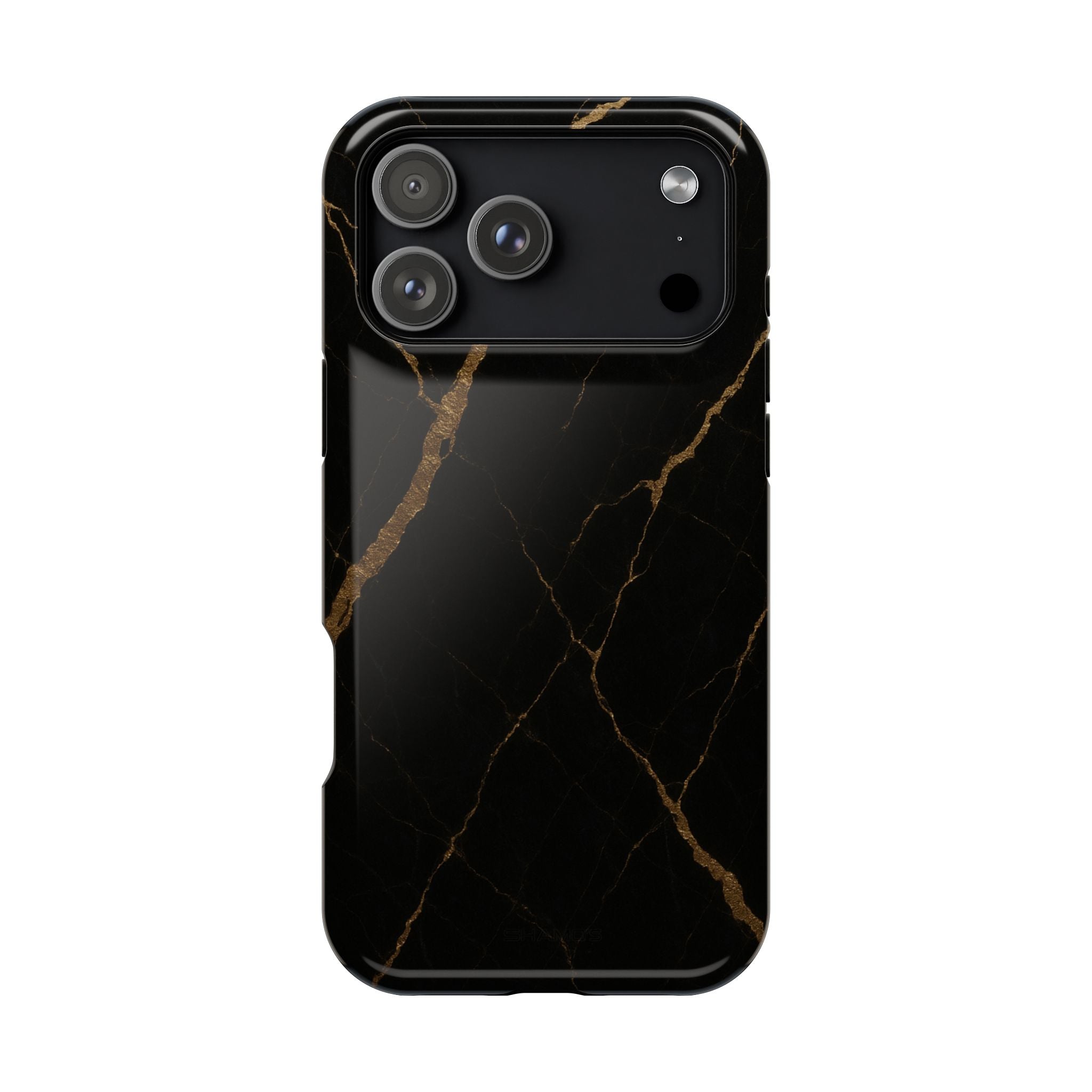 Black & Gold Marble iPhone Case with MagSafe - iPhone 17 Pro Max / Glossy - Shamo's