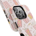 Kawaii Snack Pattern Magnetic Phone Case, Cute Popcorn, Burger & Soda Design with MagSafe Compatibility