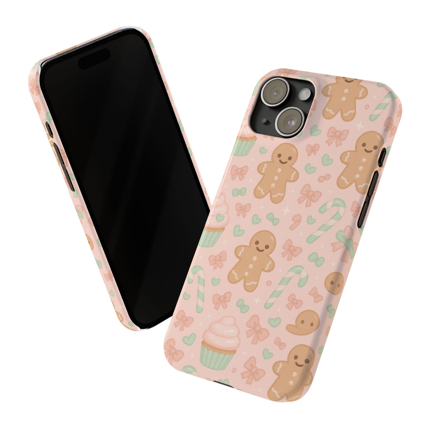 Gingerbread Holiday Slim iPhone Case — Cute Candy Cane & Cupcake Pattern