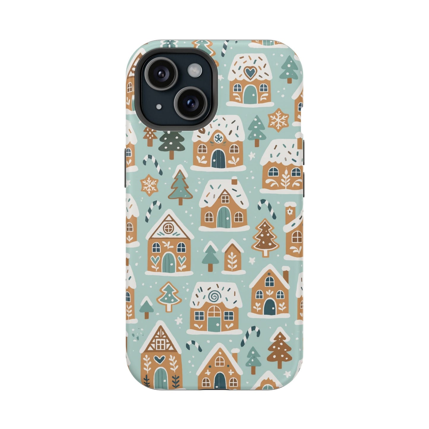 Winter Gingerbread Village Holiday Theme iPhone Case with MagSafe compatibility  Shamo's iPhone 15 / Matte