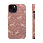 Rose Ponies MagSafe Phone Case, glossy iPhone 13, rear and side profile