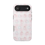 Strawberry Hearts MagSafe Compatible Phone Case | 'Paint it your way' Pink Plaid Impact-Resistant