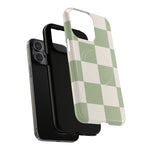 Sage Checkerboard Tough iPhone Case - Compatible with MagSafe - Shamo's