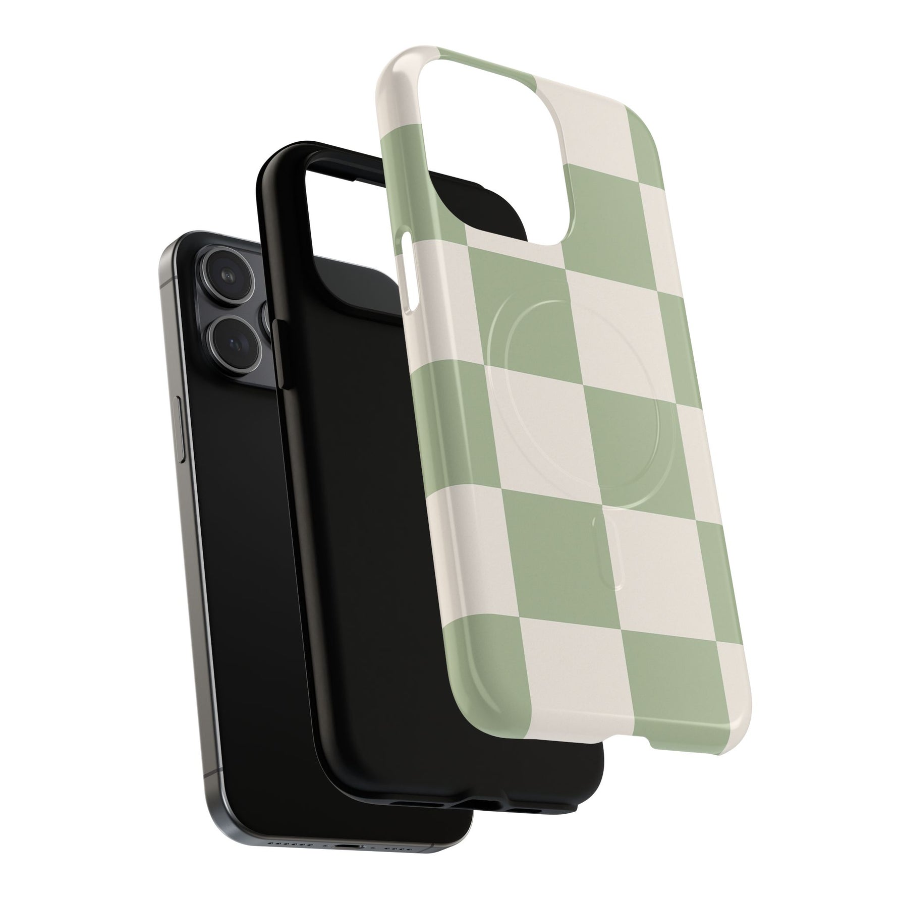 Sage Checkerboard Tough iPhone Case - Compatible with MagSafe - Shamo's