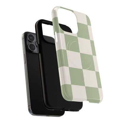 Sage Checkerboard Tough iPhone Case - Compatible with MagSafe