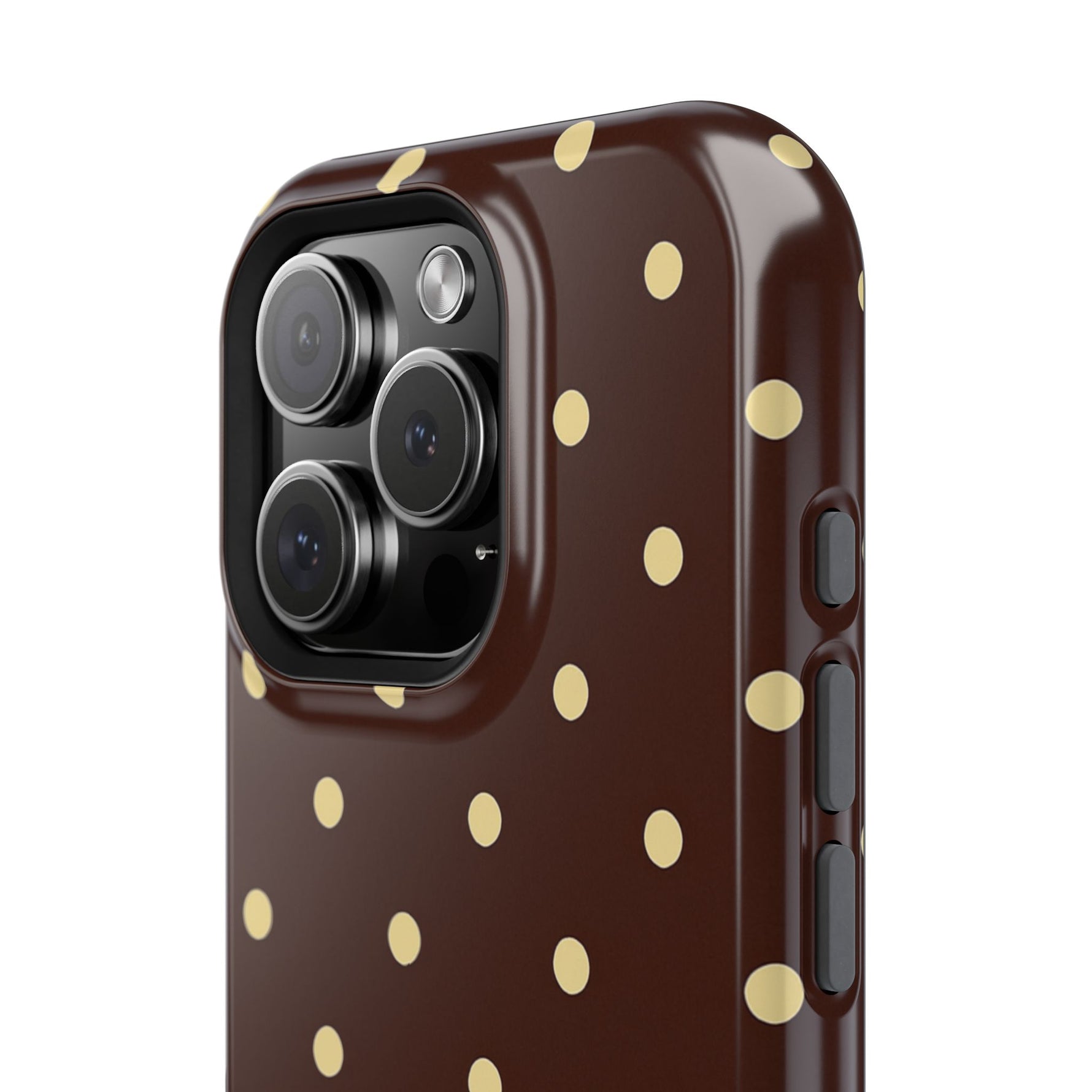 Polka Dot iPhone Case — Brown & Cream MagSafe Protective Cover