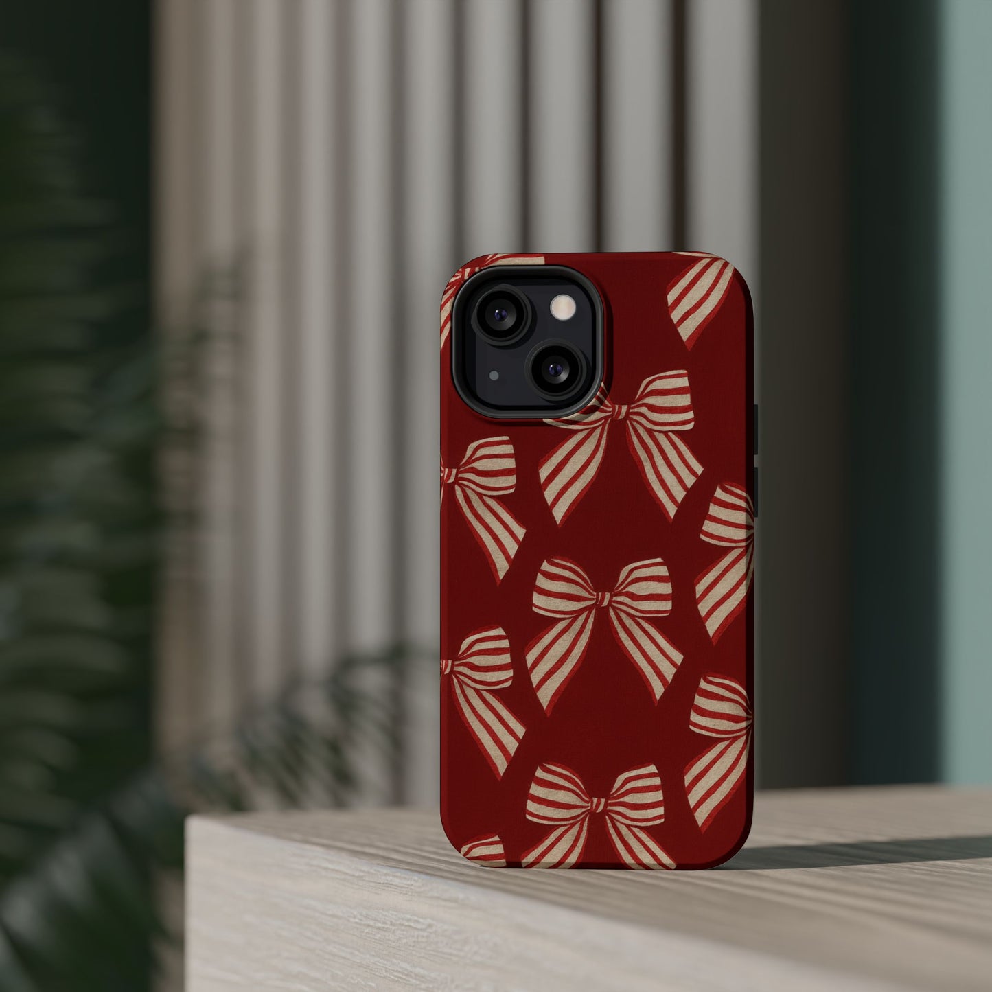 Holiday Red Bow iPhone Case — Impact‑Resistant iPhone Cover with MagSafe compatibility
