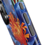 Electric Paradise MagSafe Phone Case – Cobalt Floral & Coral Waves | Glossy