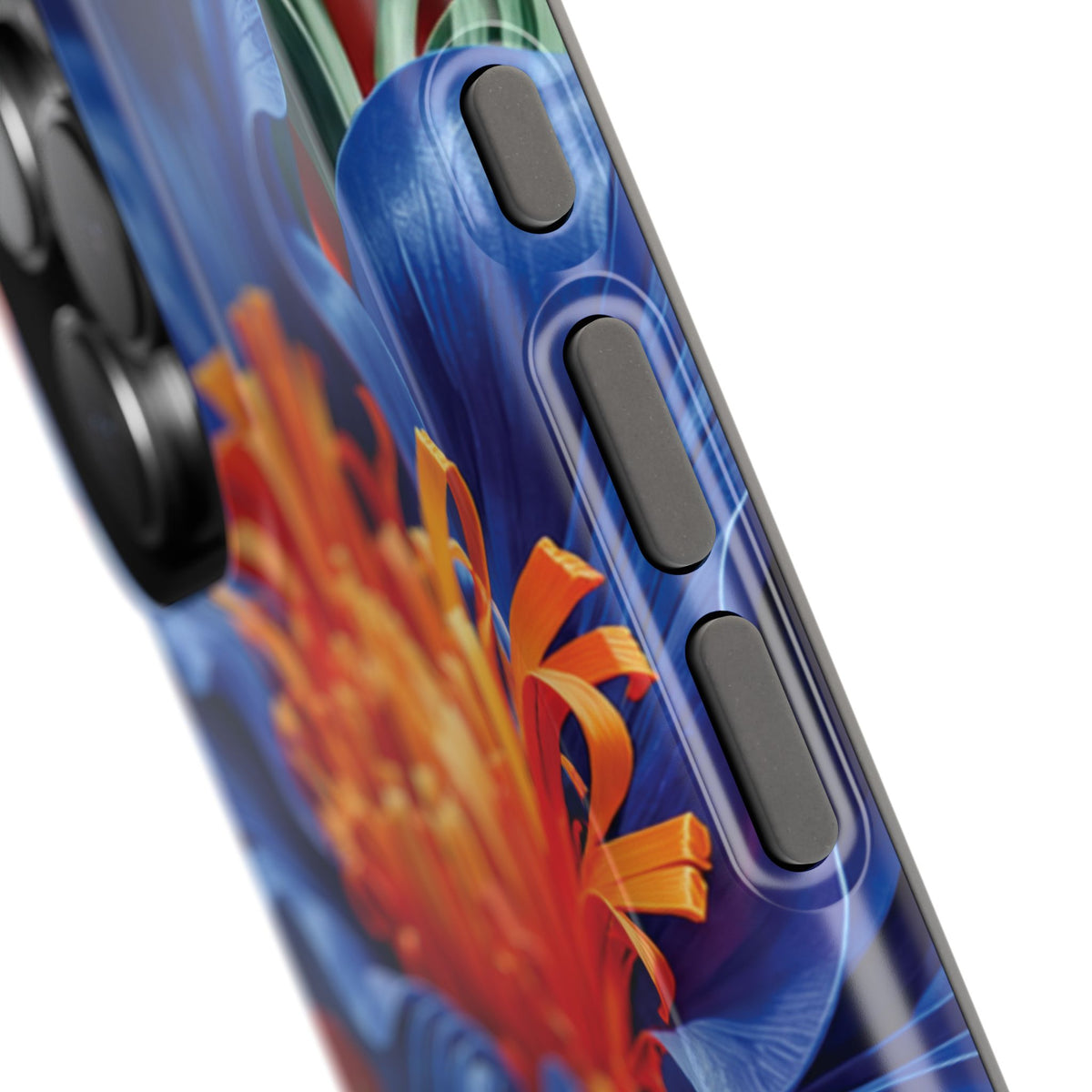 Electric Paradise MagSafe Phone Case – Cobalt Floral & Coral Waves | Glossy
